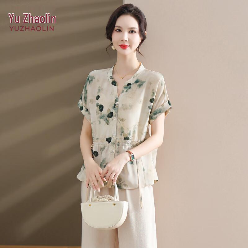 YUZHAOLIN Women s Chiffon Short-Sleeve Blouse for Summer 2XL