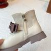 Children Ankle Boots  Autumn Comfortable Anti Slip Platform Girl Princess Shoes British Zipper Bow Children PU Leather Shoes