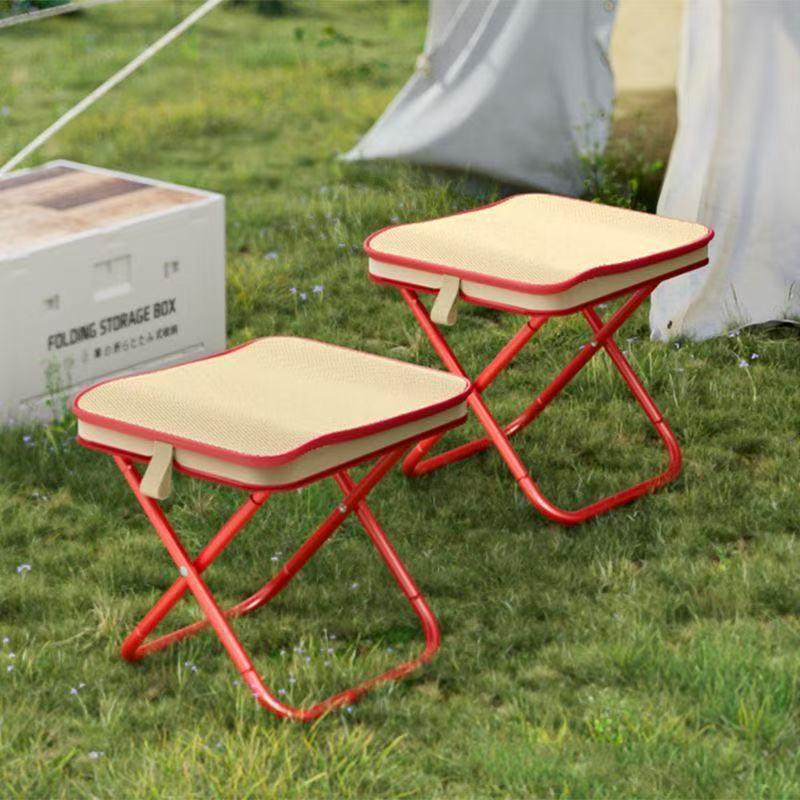Chaise de Camping Pliante Portable et Tabouret Multifonctionnel avec Pochette pour Crayons