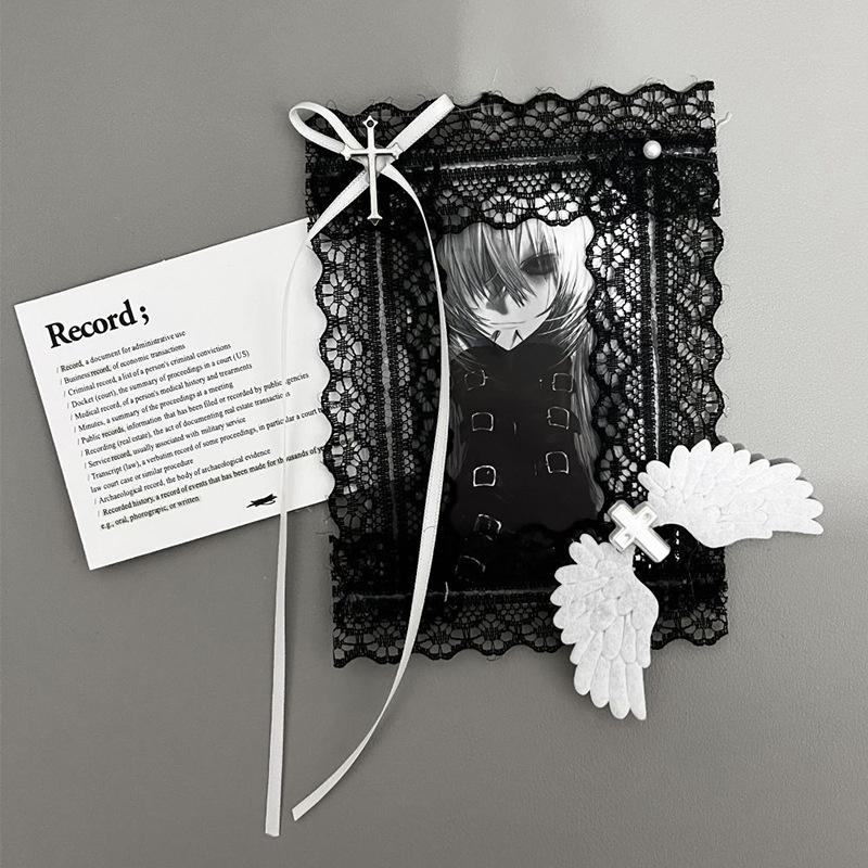 Kawaii Lace Bow Angel Wings Kpop Photocard Holder Sweet Photo Card Display Protector Idol Diy Photocard Sleeves Gifts