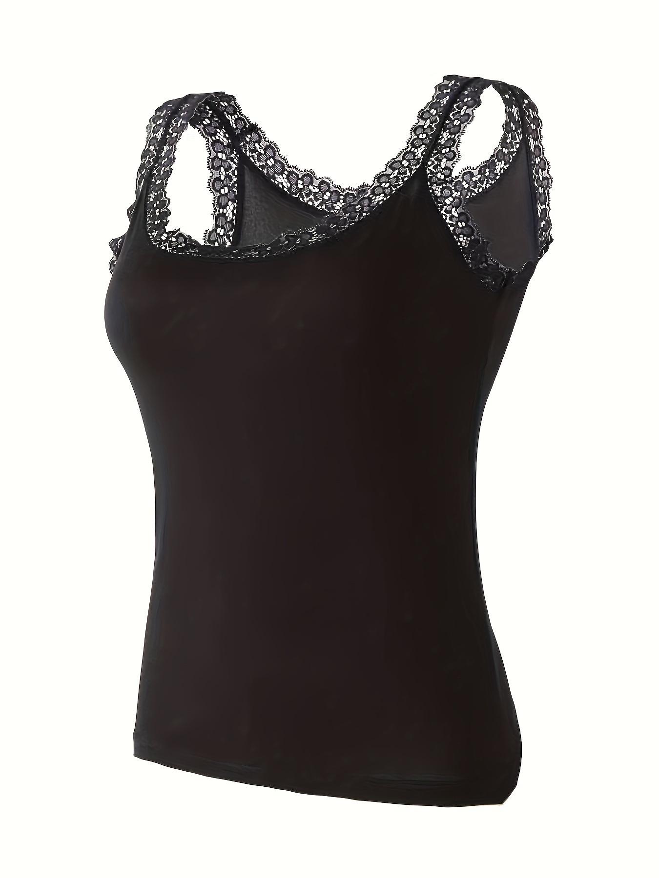 Lace lace sling vest women s summer high elasticity plus size outside wearing bottoming shirt s code ( 40-50kg ) чёрный