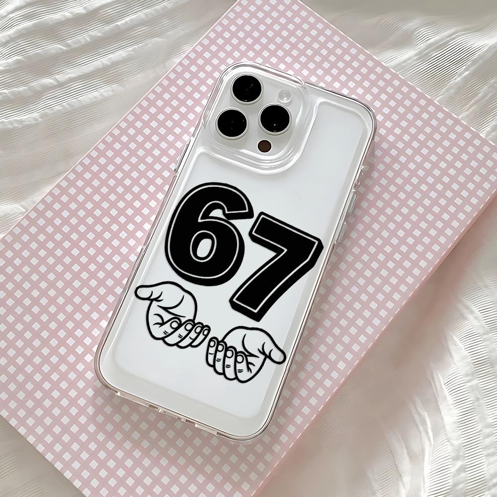 Phone Case For Bold Number 67 Graphic iPhone 17 16 16e 15 14 13 12 11 Mini Pro Max X XR XSMax 8 Air Plus Transparent Back Cover