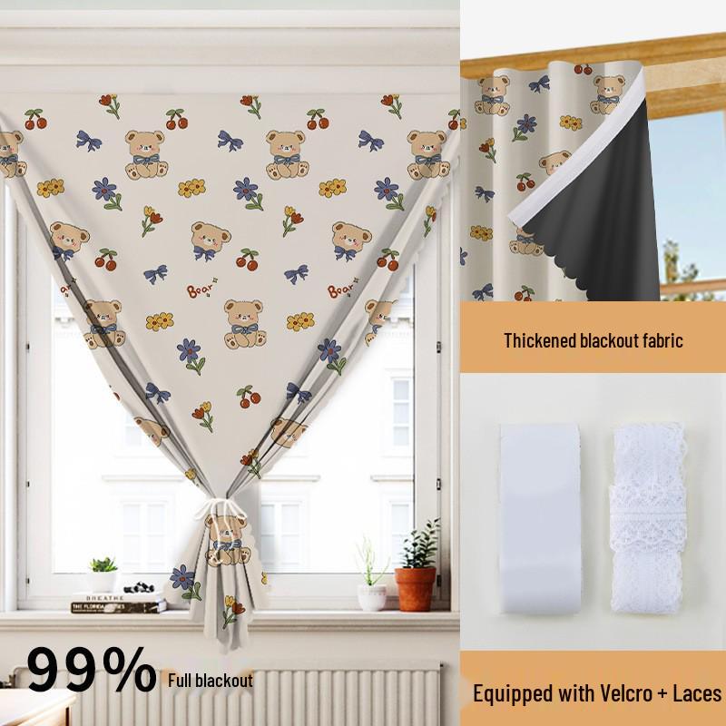 Easy-Install Blackout Curtain with Velcro for Bedroom & Balcony - Heat Insulation & Sun Protection