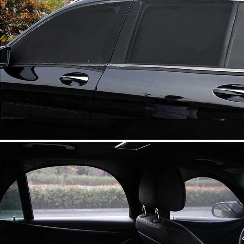 2pc Car Shade Curtain Door Window Mesh Curtain Double Shade Heat Insulation Zipper