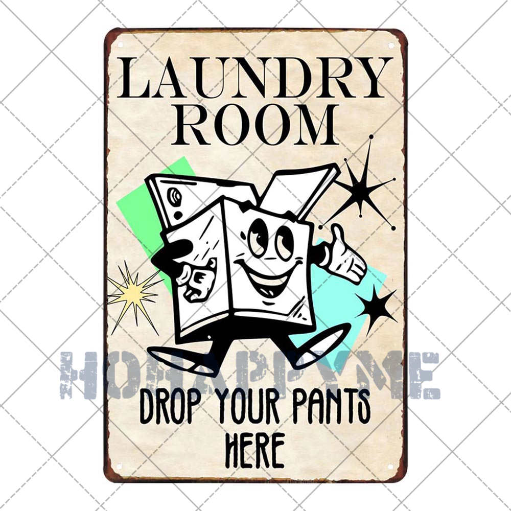 Segni Targa Retro per Lavanderia Segno Pittura su Latta Vasca Idromassaggio Bagno Metallo Poster Adesivi Murali Vintage Decorazione Casa Piatti 20x30cm