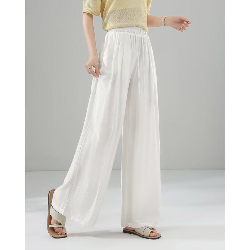 TERRE BLEUE Women's Linen Blend Straight Leg Pants