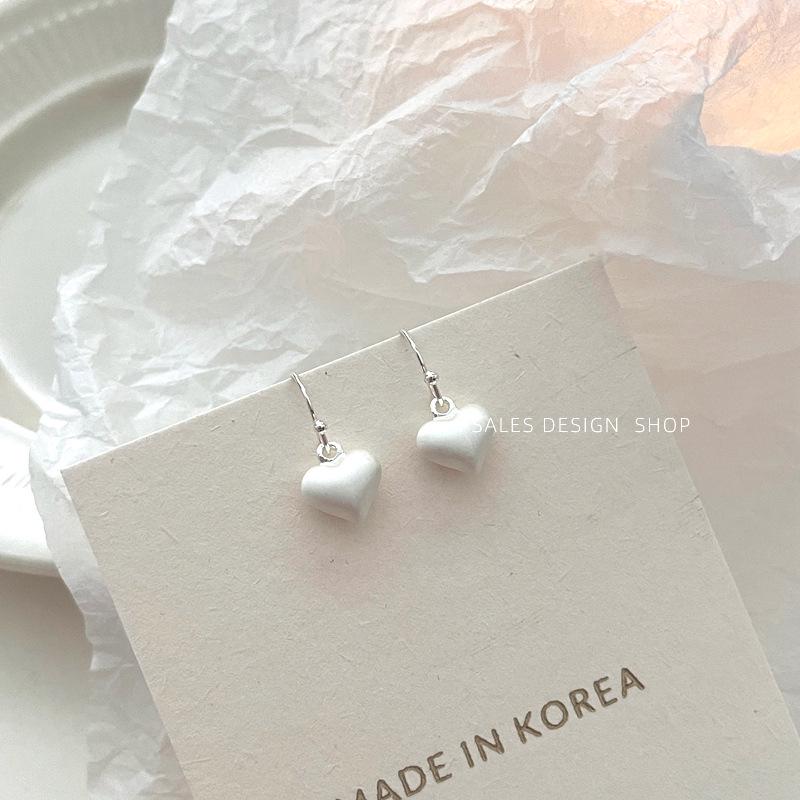 Korean 3D Heart Ear Hooks - Exquisite, Sweet, Niche Design Earrings