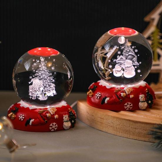 Jõulud Kunstkristallkuul Öölamp 3D Jõuluvana Lumememm Põder Klaaskuuli Lamp Alusega Helendav Dekoratiivne Klaaskera Kodu Magamistoa Kaunistus