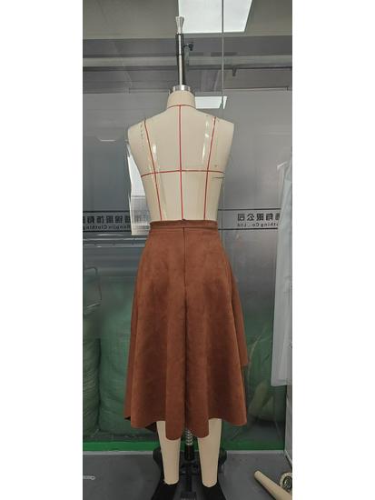 2025 Kaffee-Wildleder Schnür-A-Linien-Rock - Damen Herbst Slim Fit