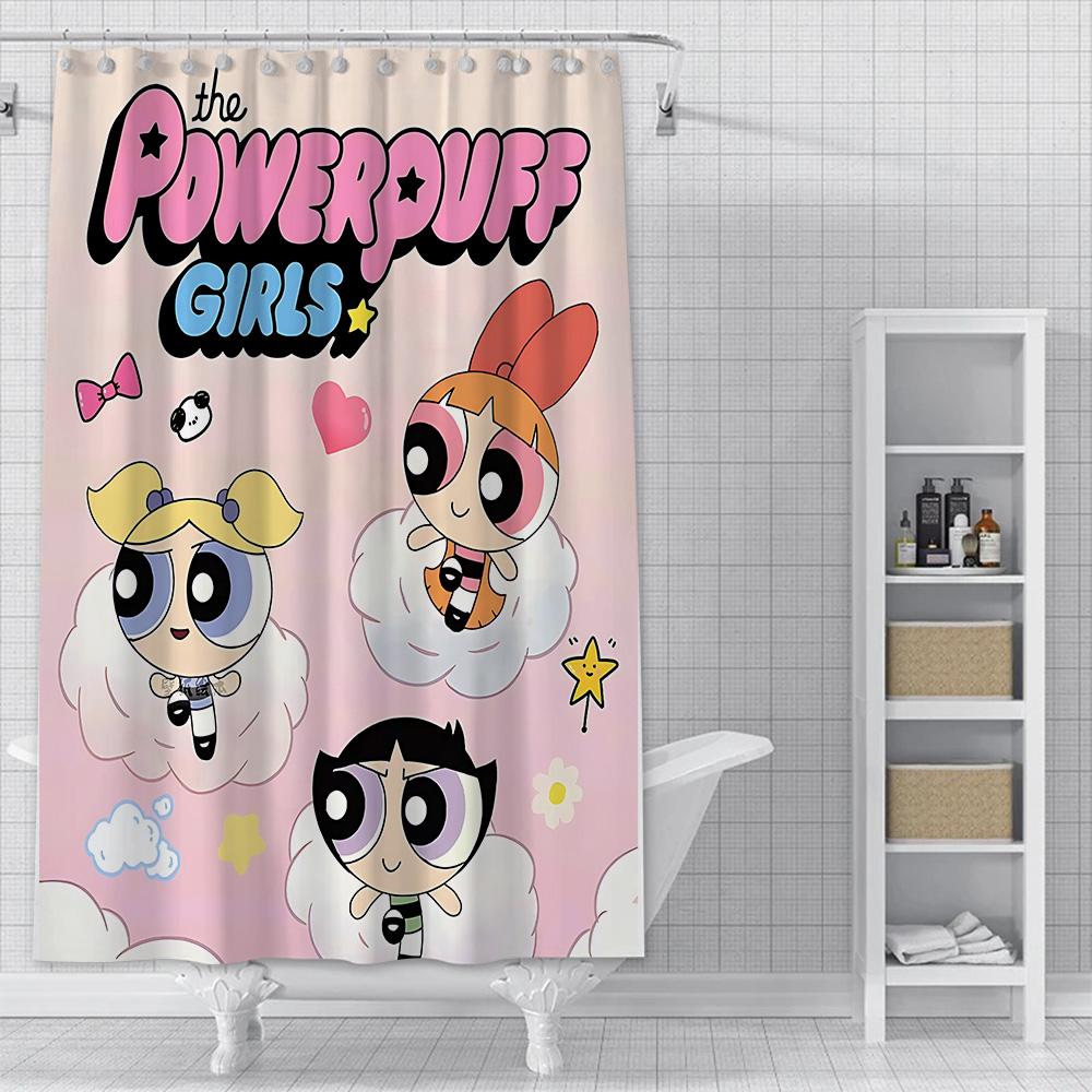Shower Powerpuffs Girlss Curtain Waterproof Polyester Fabric Paint Colorful Bath Curtains Home Bathroom Decor Curtain With Hook
