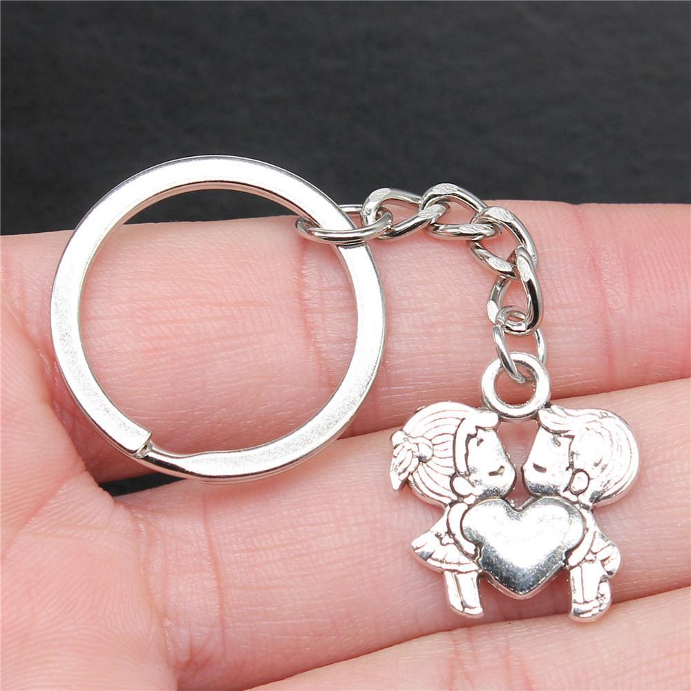 28mm Key Ring Couple Heart Love Minimalist Jewelry Components QY016