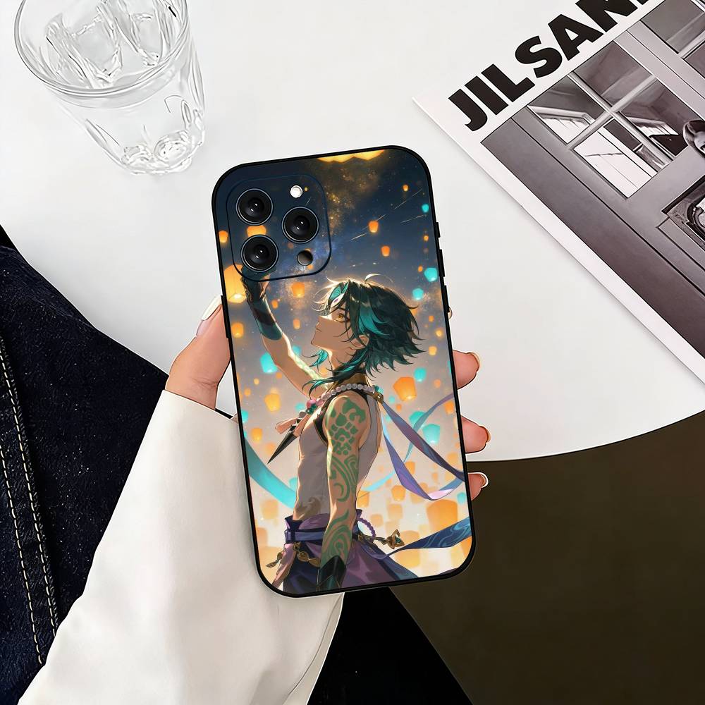 G-Genshin Impact Xiao Phone Case For iPhone 17, 16,15,14,13,12,11 Plus,Pro Max, Others Soft Black Cover