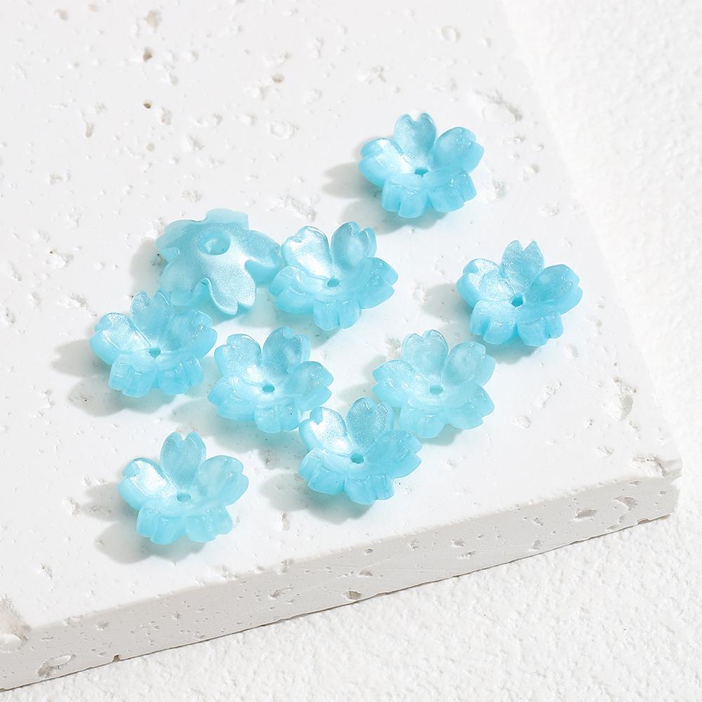 10/20/50pcs Resin Flower Beads Caps Cherry Blossoms Petal Charms Pendants Loose Spacer Bead for Earrings Hair Jewelry Making DIY