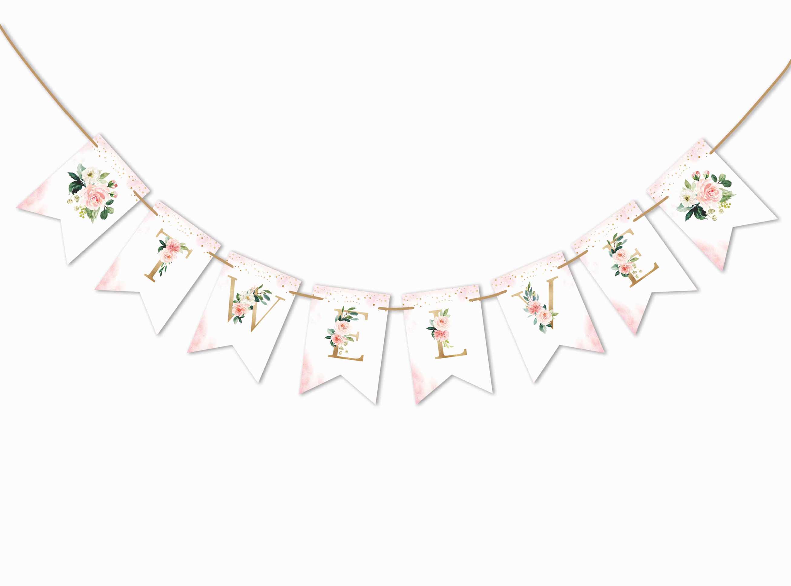 

Inkdotpot Прикраси для вечірки до дня народження, гірлянда для вечірки з днем ​​народження, банер із квітковим вимпелом для маленьких дівчаток білий