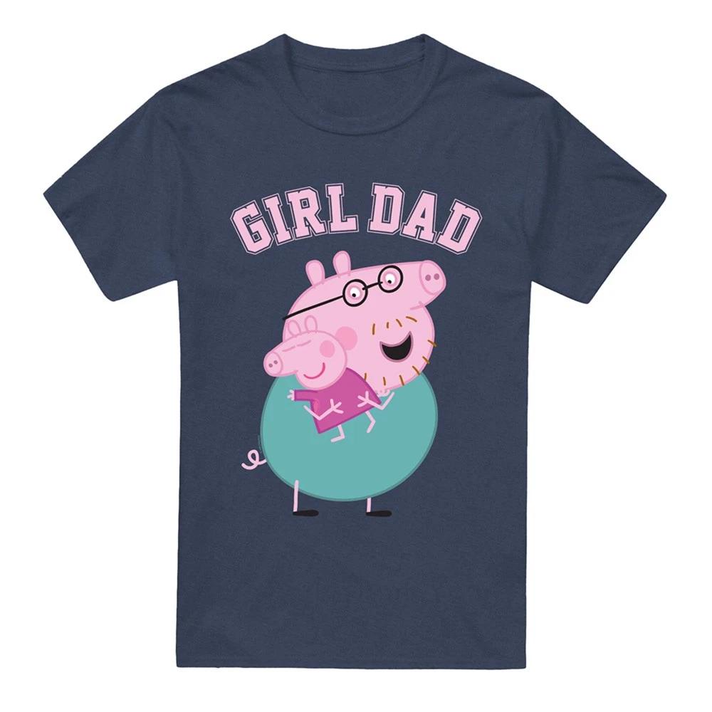 Peppa Pig Tv Daddy Pig Girl Dad Unisex 100% Cotton T-shirt Mens Tees Top S-3XL, Heather Navy S