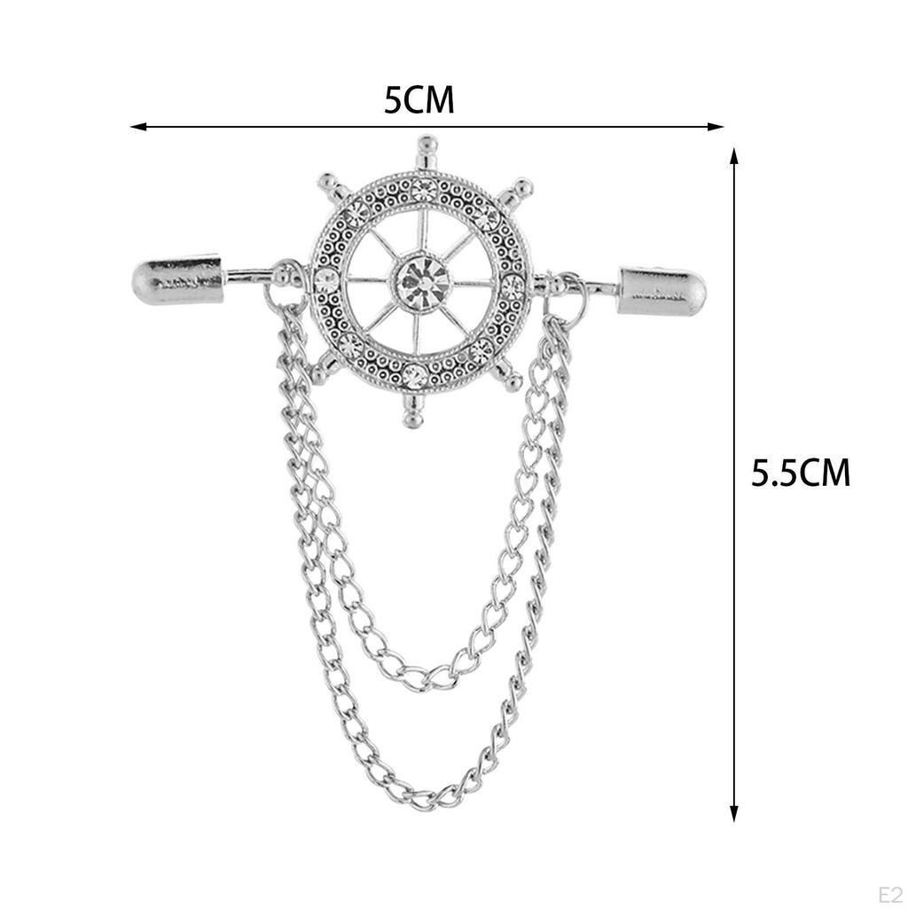 Tassel Chain Brooch ,Jewelry Accessories Hanging Alloy Badge Decor Rudder for Men