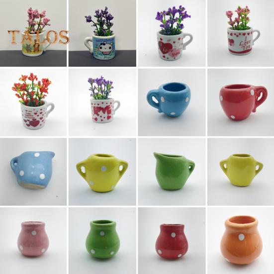 6/8Pcs Mini Ceramic Vase Refrigerator Magnet Home Office Kitchen Locker Fridge 3D Miniature Flower Vase Magnetic Decoration Ornament