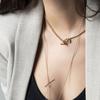 DE NOBLE THE LABEL BLUE & PEARL DELICATE LONG Necklace
