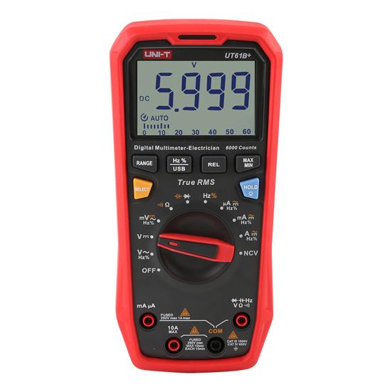 

UT61B+ Digital Multimeter LCD Display Accurate Measurement Flame-Retardant ABS True RMS AC/DC Voltage Current Measuring Meter for Household Appliances червоний