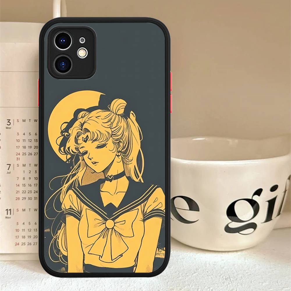 Popular Anime Girl S-Sailor Moon For iPhone 15 16 Pro Max 11 12 13 14 XS XR X Plus 16E Matte Translucent Phone Cover