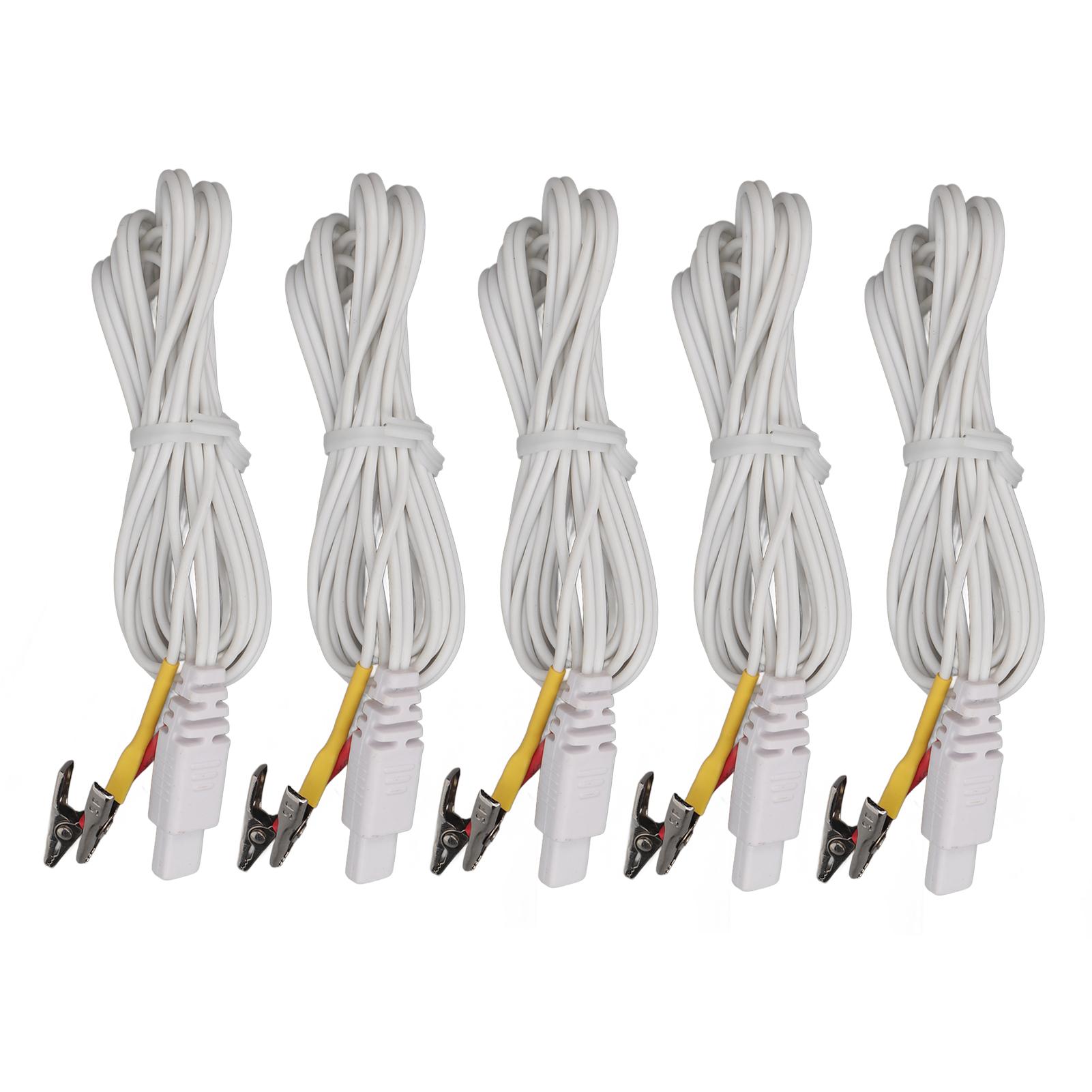 

5 шт. зажимной электродный провод красный желтый терапевтический аппарат соединительный шнур для аппарата TENS белый