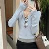 Short Twist Hooded Zipper Knitted Cardigan Women's Slim-fit Sweater Jacket