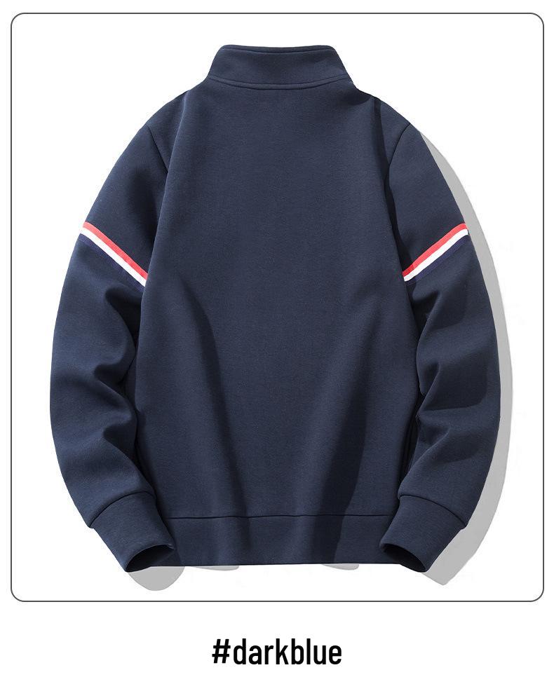 Męska bluza z kapturem w stylu retro, z zamkiem do połowy, z pluszem, gruba, nowość na 2024, luźny krój, kołnierz stojący, idealna na wiosnę, jesień, zimę.