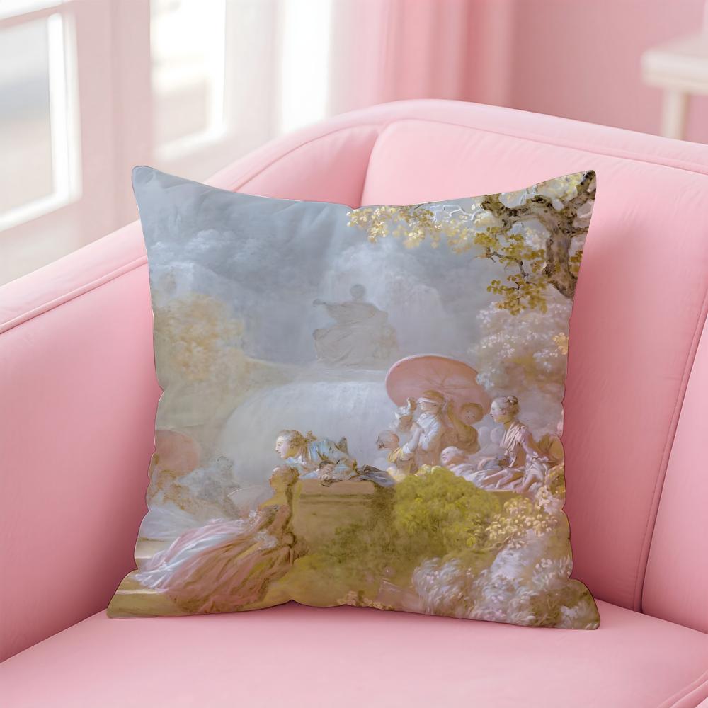 Rococo JJean Honore Fragonard Kissenbezug Kissenhülle Weicher Hautfreundlicher Stoff Komfort Verdeckter Reißverschluss