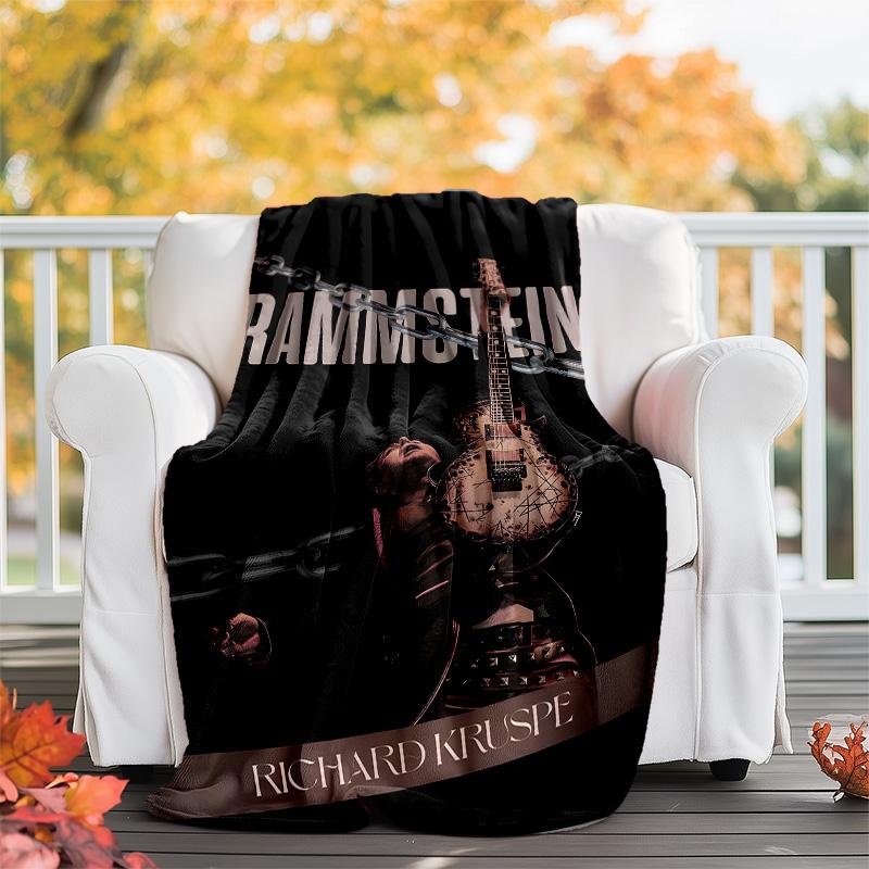 1pc Rammstein1 Theme Blanket - Digital Print, Polyester, Cozy for All Seasons, Perfect for Outdoor, Camping, and Travel
