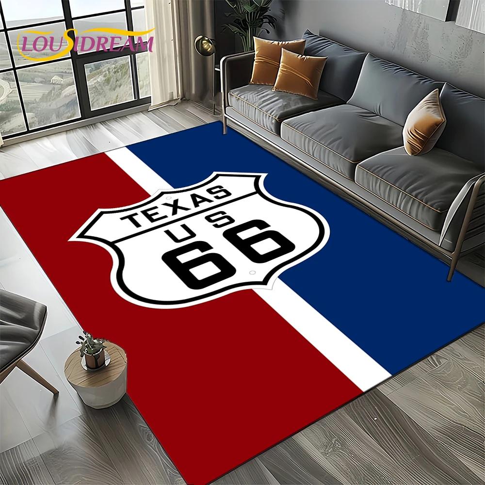 Route 66 Retro America Historic Mother Road,mãe EstradaCarpet Rug for Living Room Bedroom Home Sofa,Area Rug Non-slip Floor Mat