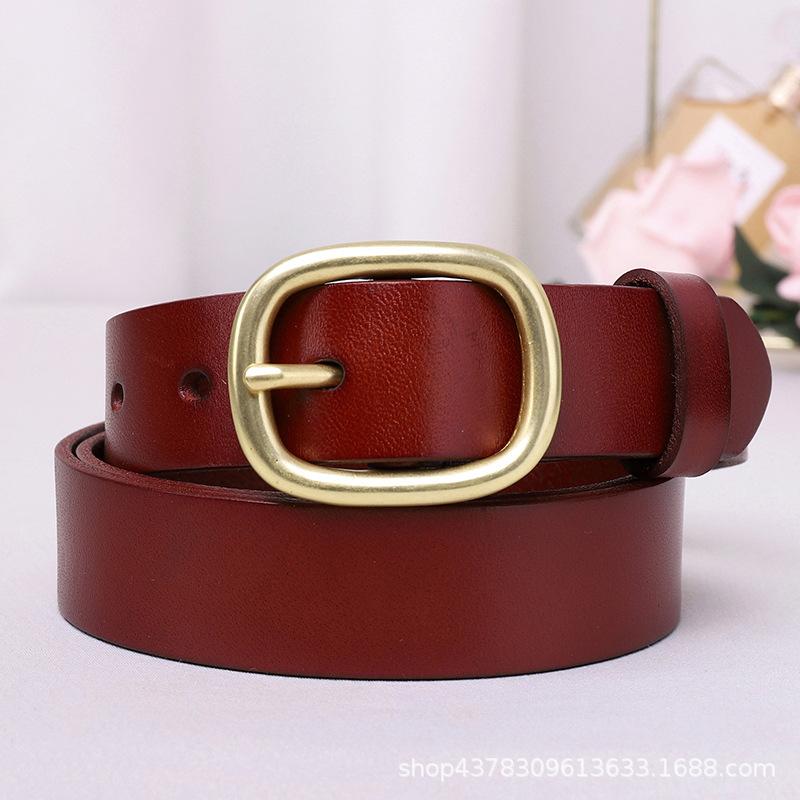 

Пряжка из чистой латуни Ins Style Женский кожаный ремень Женские джинсы Универсальный ремень знаменитости из Интернета Простой модный ремень с пряжкой из натуральной кожи 110cm