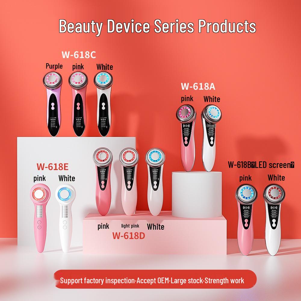 Ultrasonic Electronic Facial Beauty Device with Red & Blue Light Therapy