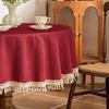 Wipe Cleaning Dining Table Protectors Jacquard Pattern Tassels Accent Sturdy Polyester Home Decoration