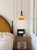 Mid-Century Wabi-Sabi Walnut Glass Pendant Light for Entryway, Hallway, Bar, Study, or Bedroom.