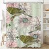 Vintage Floral Birds Shower Curtain Pink White Green Flower Pattern Home Decor Bathroom Rug Drape Waterproof Fabric Printing 305