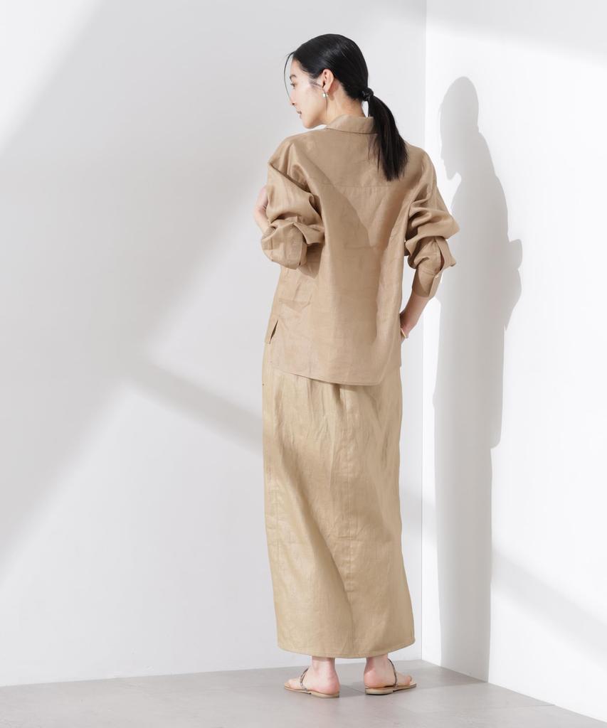 Nano Universe European Flax Sheer Shirt Be Paired with Other F 040 Beige (Can Items) Women's 669-5120300