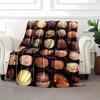 Chocolate dessert patterned flannel blanket—soft and warm, perfect for home dcor, bedding, camping, or travel, Christmas.