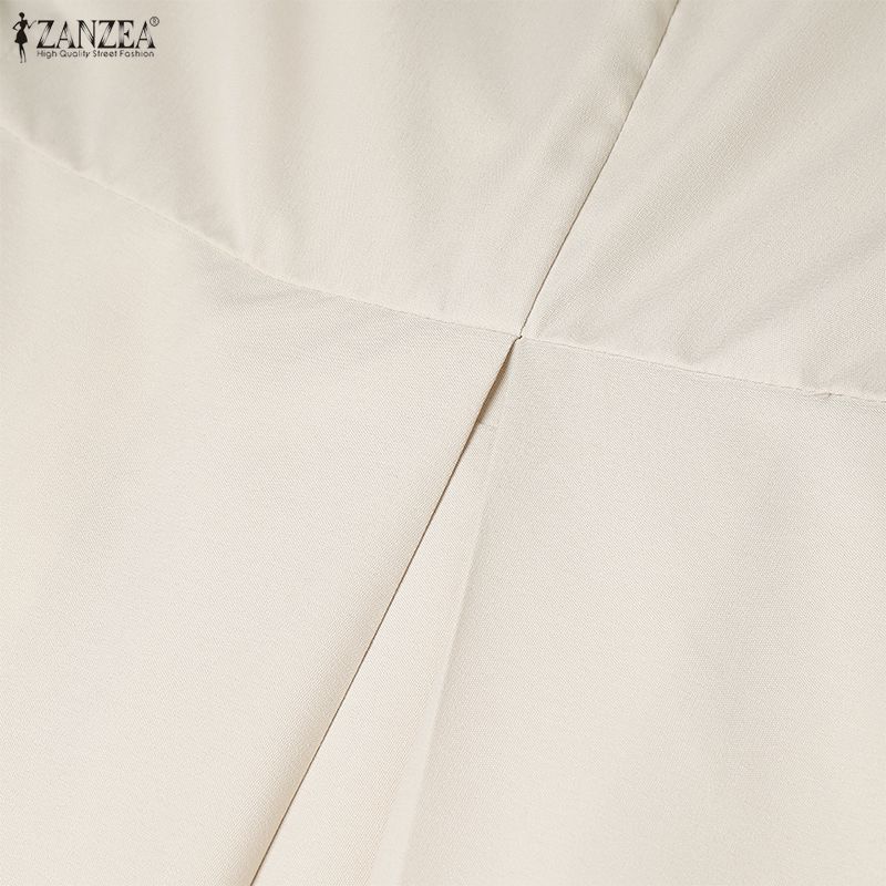 ZANZEA Women Casual Round Neck 3/4 Sleeve Loose Dress