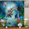 Ocean Shower Curtain Liner,Sea Theme Shower Curtain with 12 Hooks, Washable Dolphin Waterproof Shower Curtain for Bathroom Decor