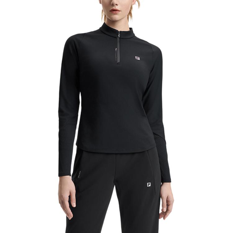 FILA Athletics Series Half-Zip Pullover Breathable Simple Casual Sports Top Women tops A11W511210FBK-1