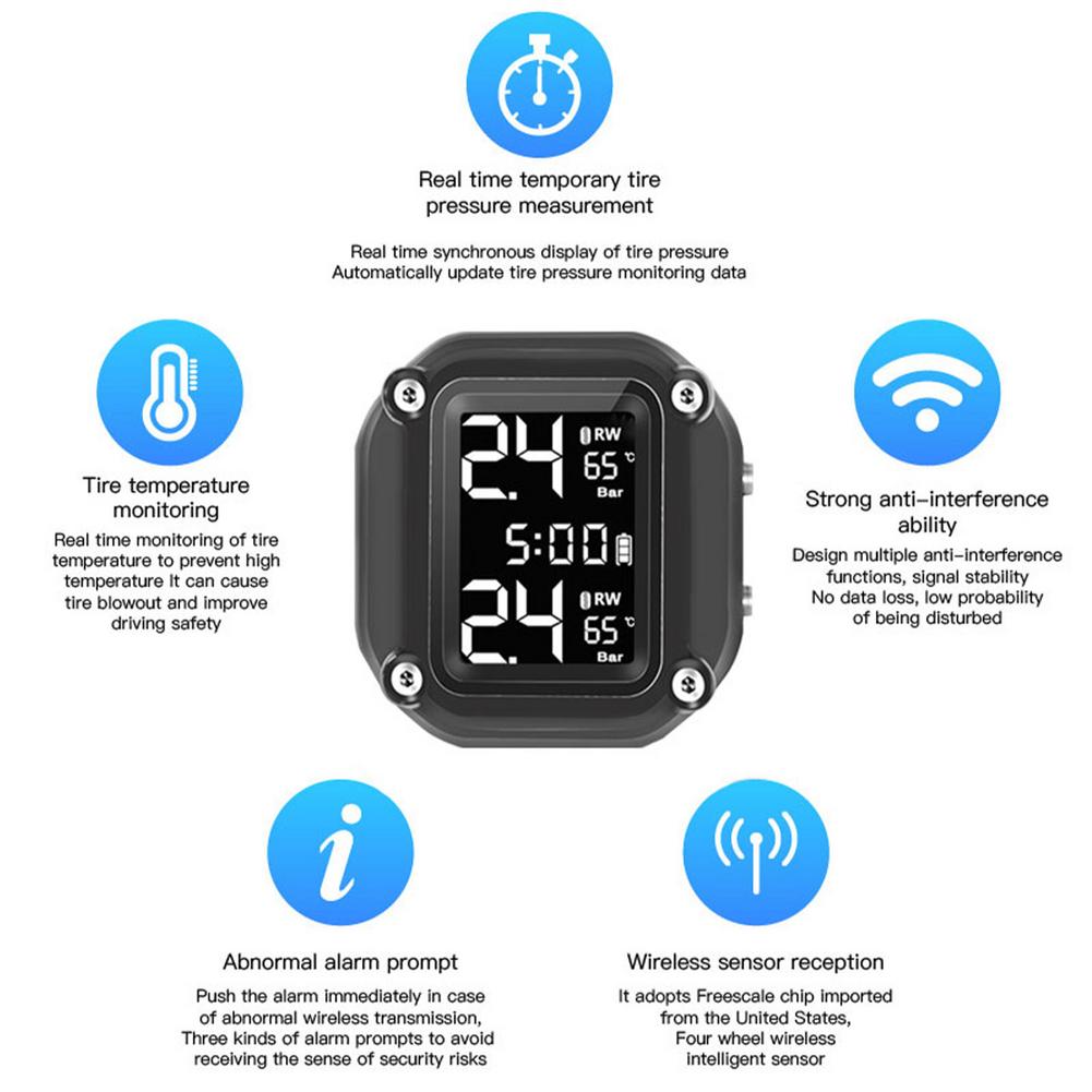 TPMS Wireless Tire Pressure Monitoring System Sola... - Grandado