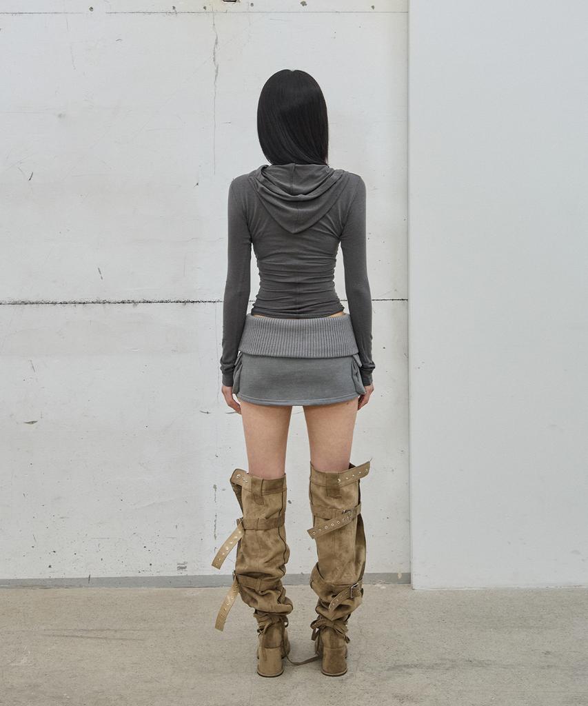 Sailpeulei Folded Knit Skirt Shorts / Charcoal
