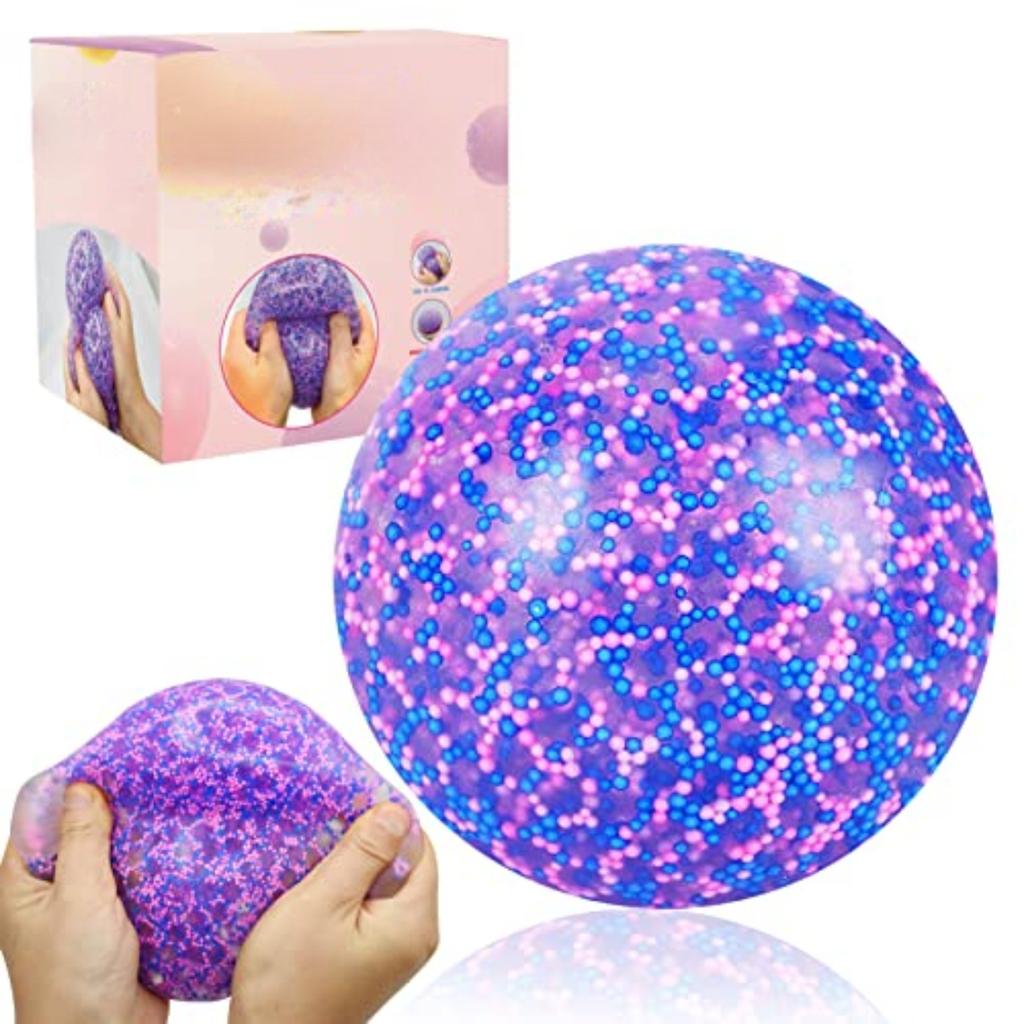 Stress Relief Ball Soft Squeeze Toy Round Shape with Bead Filling for Hand Exercise and Sensory Stimulation Suitable for Office Home School Use