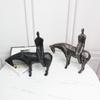 Modern Nordic Abstract Horse-Riding Figure Ornament - Chinese Style Decor for Office, Hotel, or Home Entrance.
