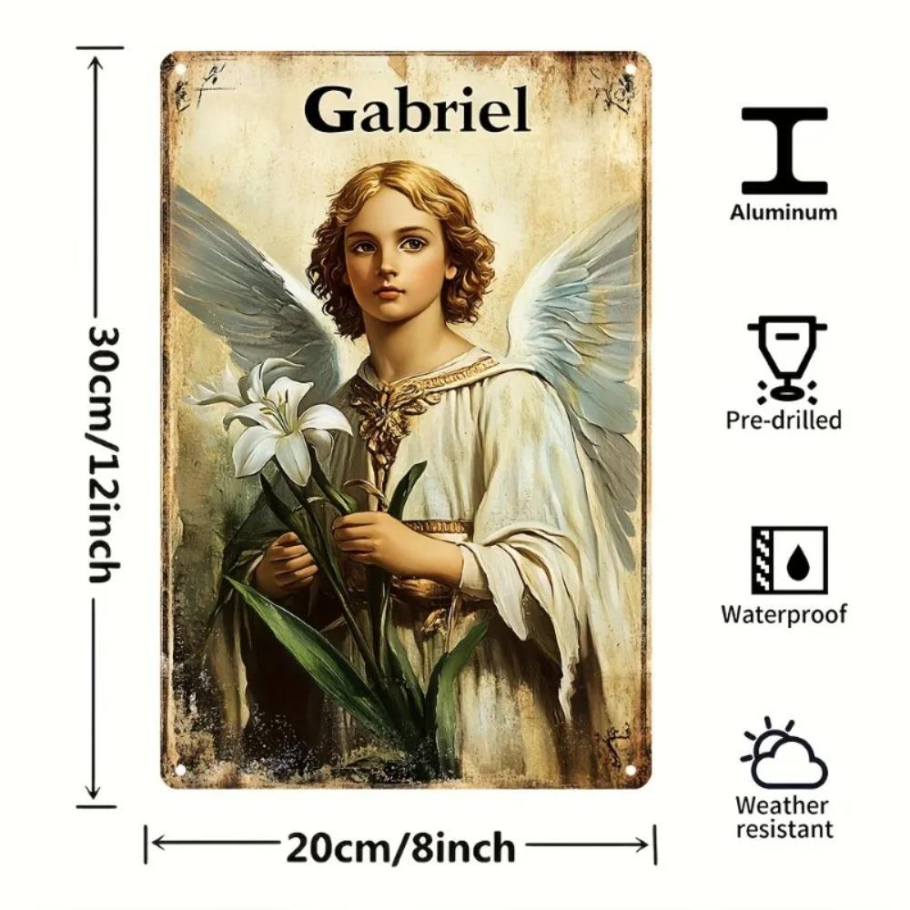 GabrielAngelArt Aluminum Angel Gabriel Yard Sign - Vintage Metal Wall Hanging, Multipurpose Garage/Cafe/Bar Decor