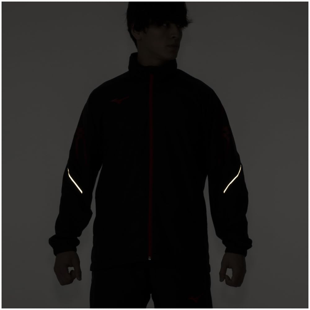 Mizuno Breath Thermo Lined Warmer and Training Size L MC-LINE Jacket, Moisture-Wicking Heat-Generating, Wear, 32MEA631, Black/Chinese Red,