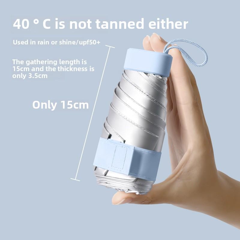 Titanium Silver Sun Protection 50+ Folding Capsule Umbrella for Women with High-end Ultraviolet 50% Off Sun Protection