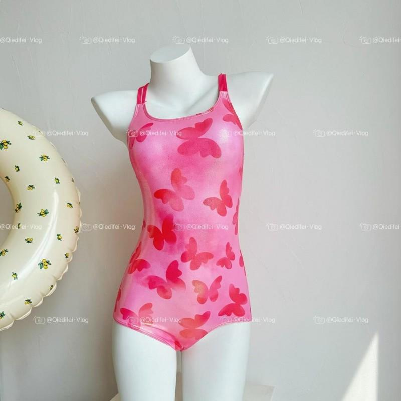 Butterfly Powder  Racing Swimsuit Women s One-piece Triangle Sexy Swimming Pool Professional Training Dress XXL