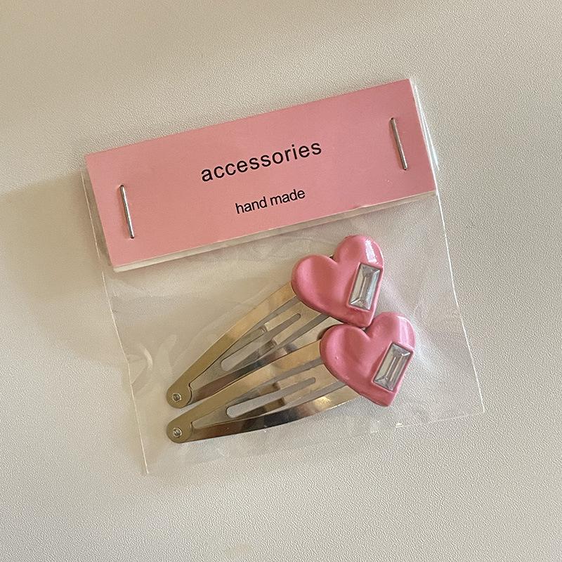 

2 шт. Милая крутая девочка серебряное сердце заколка для волос BB розовое сердце заколка-уточка заколка для челки головной убор аксессуары для волос розовый