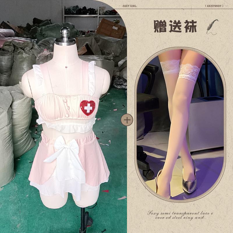 Neue sexy Dessous weiblich sexy durchbrochene Verführung tiefes V offener Rücken Krankenschwester Kostüm Cosplay sexy